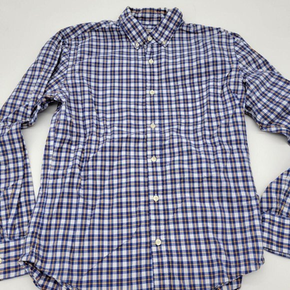 J.Crew Other - J Crew Shirt Men's Medium Blue Plaid Button Up Long Sleeve - 100% Cotton